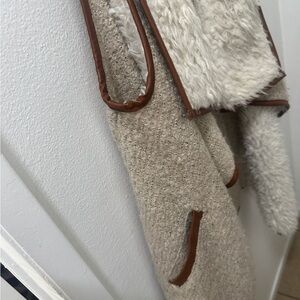 Cozy Beige and Brown Wool Coat with Faux Fur Lining